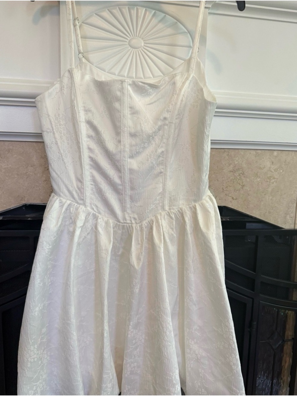 NWT All in Favor White Floral Jacquard Corset Mini Dress L